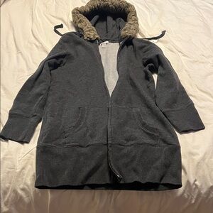 Old Navy Charcoal Jacket with Fur Trim